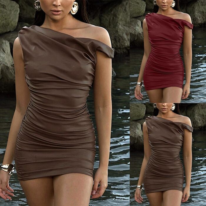 Сукня Onsoyours з еластичної шкіри (Wetlook) червоного кольору, сукня-олівець, обтисла, без спинки, міді, для вечірок, клубів, з PU шкіри (L, 05 Red)