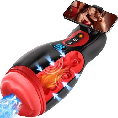 Електричний мастурбатор JFRong для чоловіків: чаша з 9 режимів насосу та 9 вібрацій, 3D реалістична вагіна, нагрів, LCD дисплей