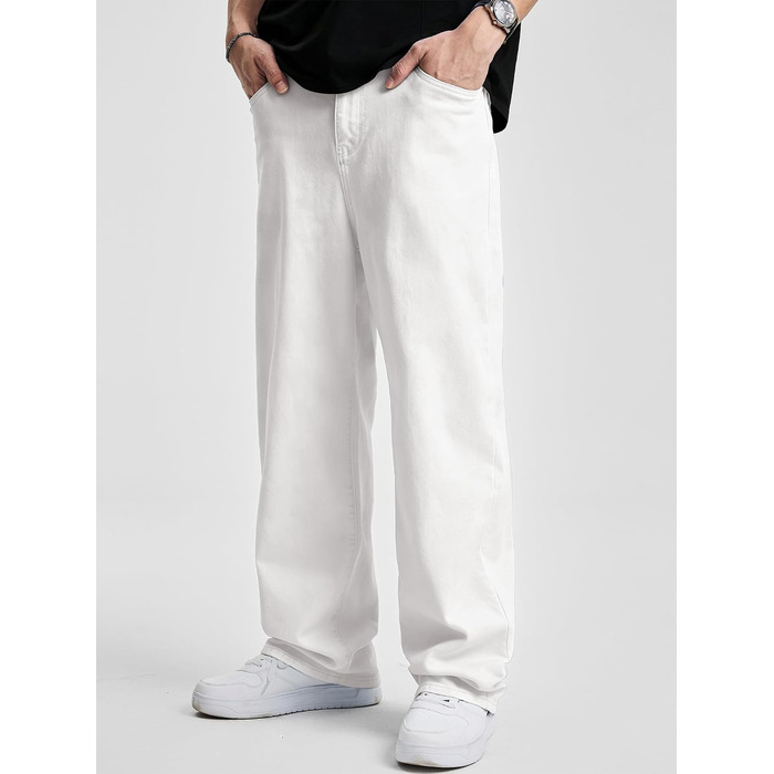 Чоловічі джинси Baggy JMIERR Y2K з ефектом Stretch, білі, розмір L