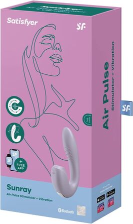 Satisfyer Sunray Connect App Rabbit - вібратор-кролик з підключенням до додатку | Стимуляція клітора та G-точки | Водонепроникний (IPX7) | Перезаряджуваний | З високоякісного силікону | Інтимний масажер для жінок (фіолетовий)