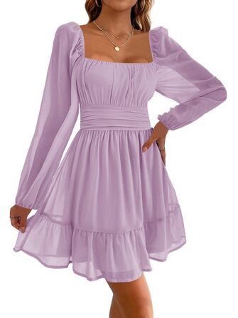 Сукня ILY BELA Daen з квадратним вирізом, висока талія, складки, довга, для вечірнього образу (фіолетовий, XL)