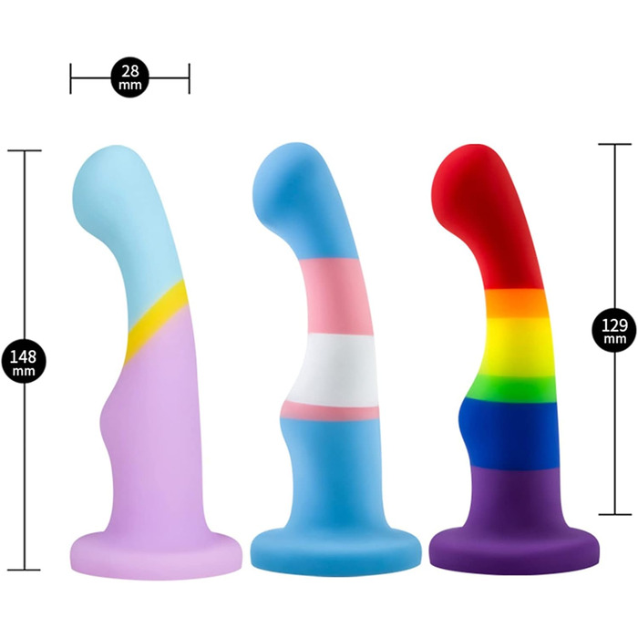 Силіконовий дildo для дорослих Sexspielzeug: гнучкий, гладкий, з матеріалу платини, вагінальна чаша, кольоровий (радуга)