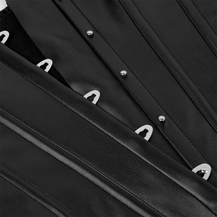 Жіноче корсетне боді Grebrafan з штучної шкіри, чорне, вінтажний стиль