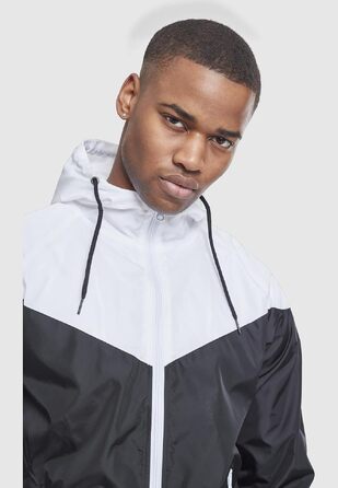 Чоловічий віндбрейкер Urban Classics Arrow Windrunner з капюшоном, демісезонна куртка з кольоровими блоками, чорно-біла, розмір M