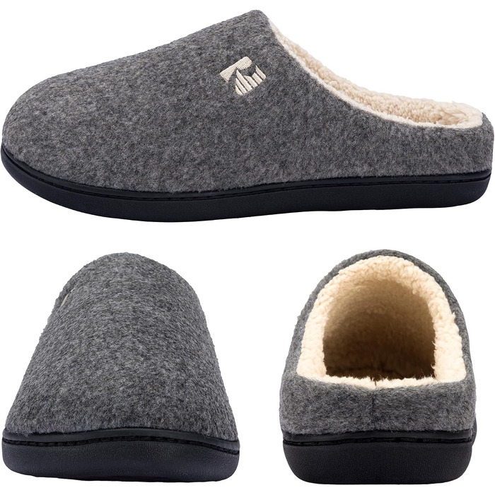 Чоловічі домашні капці RockDove з підкладкою з шерпи та ефектом пам'яті Memory Foam, сірі, розмір 42/43 EU