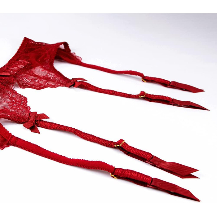 Сексуальний жіночий стрінг з мережива, пояс-стрінг з 4 ремінцями, металевий кліп для панчіх та спідньої білизни, чорний+білий+рожевий (червоний, S)