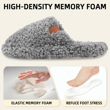 Жіночі м'які капці з ефектом пам'яті (Memory Foam), плюшеві домашні тапочки для жінок, сірі, розмір 36/37 EU