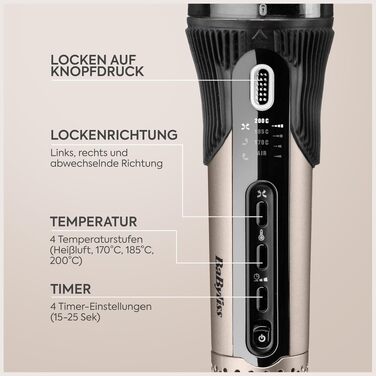 Автоматичний стайлер для завивки волосся BaByliss Curl Secret Lite C1031E, 25 мм, 5 температурних режимів до 210°C, чорний та рожеве золото