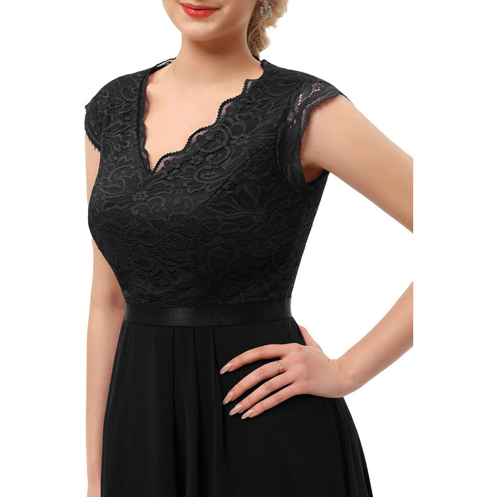 Елегантна коктейльна сукня Dressystar для гостей весілля, довжина до коліна, чорна, розмір XL