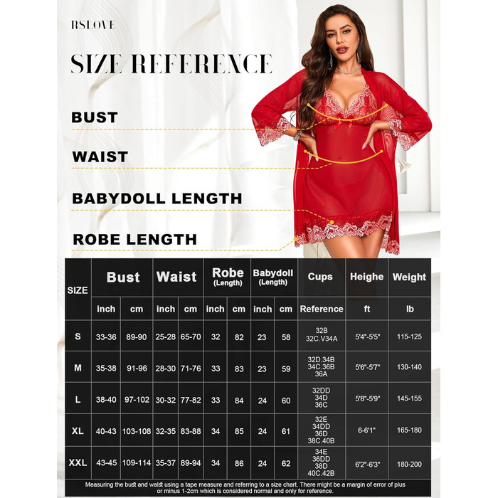 RSLOVE Сексуальна спідня білизна: мереживний бабідол, нічна сорочка, піжама (XL, червоно-біла)