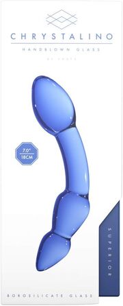 Дильдо Shots Chrystalino з боросилікатного скла, блакитний, 15 см