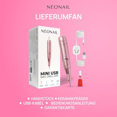 Електричний апарат для манікюру та педикюру NÉONAIL Mini USB Nail Drill 12W — професійний фрезер для нарощених нігтів та видалення мозолів