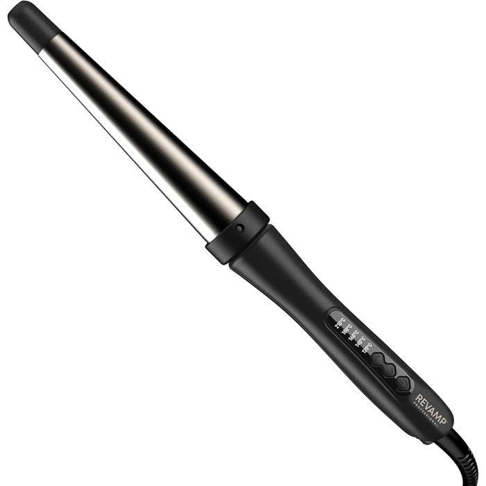 Конічний керамічний плойка-стайлер Revamp Progloss Big Wand для локонів та хвиль (32-19мм), з іонізацією, підставкою та терморукавичкою, чорний