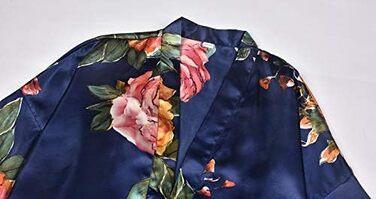 Халат жіночий Goodmansam, довгий, квітковий сатин, кімоно, для весілля, вечірній, нічний (XL-XXL, Джинсовий блакитний)