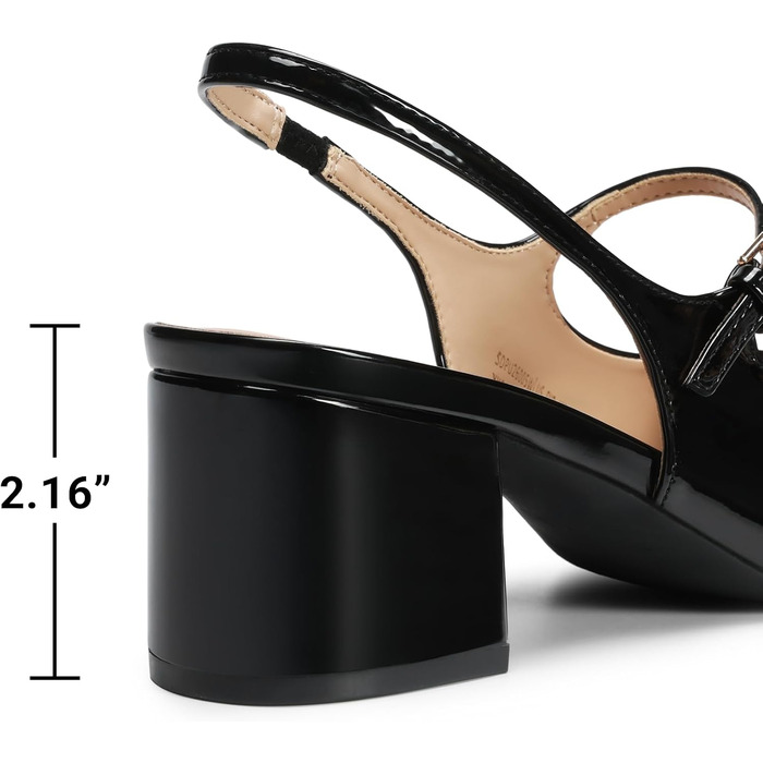 Жіночі туфлі Mary Jane DREAM PAIRS на низьких масивних підборах, закритий квадратний носок, slingback, чорні човники для офісу та вечірок, 40 EU