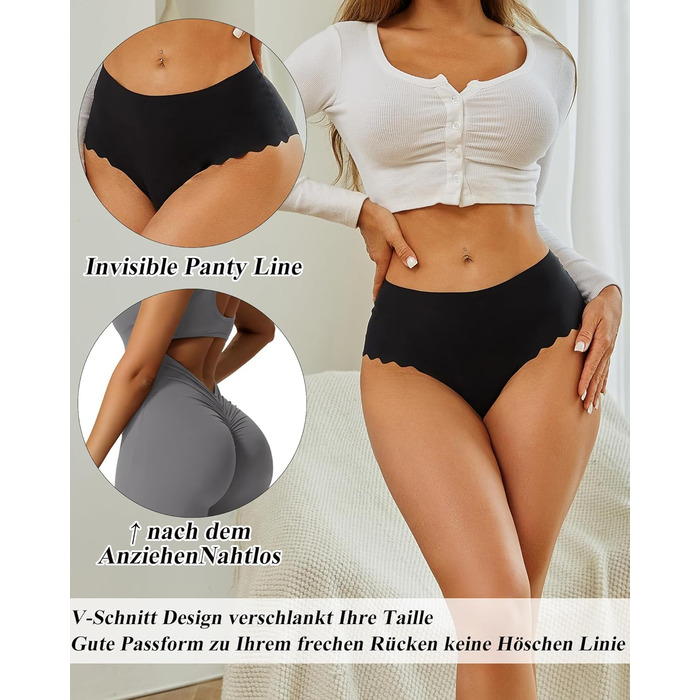 Шорти жіночі безшовні з високою талією, трусики-сліпи, 6 шт. (чорний) L