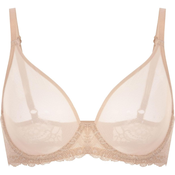 Бюстгальтер DELIMIRA з мереживом, великі розміри, прозорий сітчастий бюстгальтер з кісточками (80C, Бежевий)