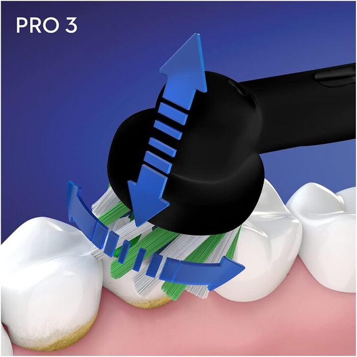 Електрична зубна щітка Oral-B Pro 3 3500 Edition, чорна, з дорожнім футляром та набором насадок (3 шт.)