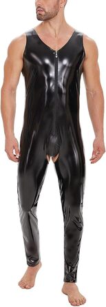 Чоловічий латексний комбінезон з відкритим промером SDGHH-8MMDM, 5XL, чорний