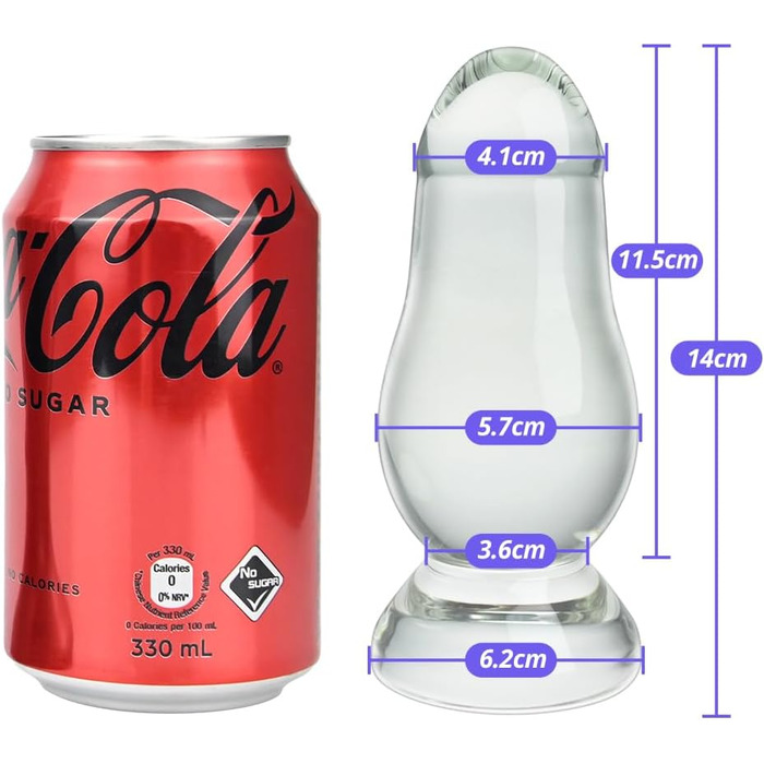 Анальний плагін Glas Kristall від SXOVO: скляний дildo для масажу простати та G-точки, стимулятор анального сексу для жінок, чоловіків та пар (M) 14см, 5.7см