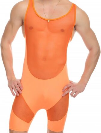 Костюм для перевдягання: сексуальна білизна для чоловіків (комбінезон, прозорі штани), оранжевий, XL