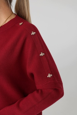 Жіночий світшот FEMIMODA oversize червоного кольору, довжиною до середини стегна, розмір 46/48