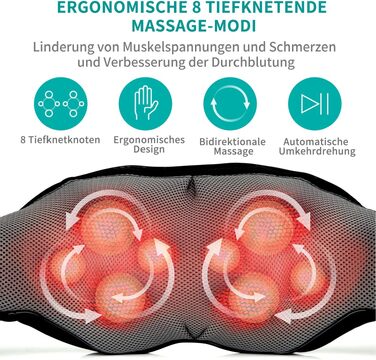 Масажер для шиї та плечей Nekteck 3D Shiatsu з підігрівом, глибокий тканинний масажер для спини та ніг для зняття м'язового болю (Бежевий)