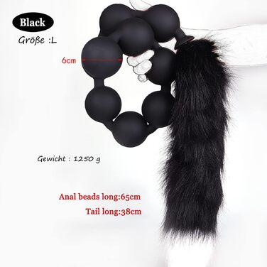 Анальні кульки з силікону JFRong: пара з анальним дзеркалом, кулька-хутровий хвіст, для пар, Cosplay, SM, дорослі іграшки для анального та вагінального використання, чорний та золотий (4.5см/3см)