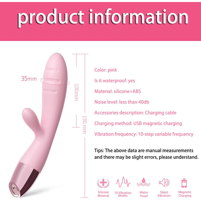 Вібратор Rabbit Rosa: 10 режимів, для клітора та G-точки, масажер для жінок та пар