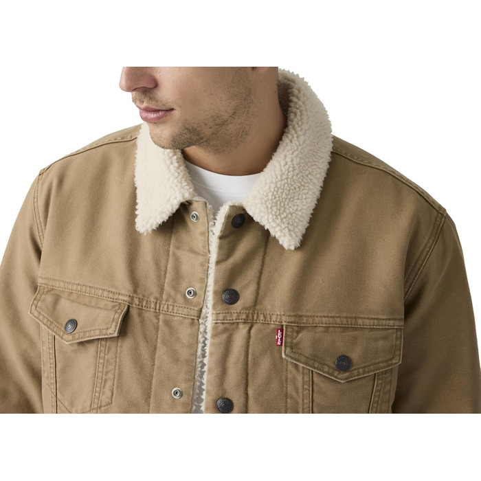 Чоловіча джинсова куртка Levi's Sherpa Trucker з підкладкою з шерпи, колір Ermine, розмір L