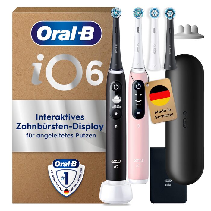 Електрична зубна щітка Oral-B iO Series 6 (Black Lava/Pink Sand), 5 режимів чищення, набір з 3 насадок та дорожнім футляром