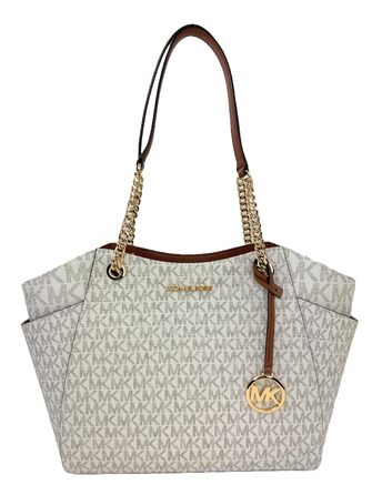 Жіноча сумка-шопер Michael Kors Jet Set Large Tote з кнопним кишенею, колір Vanille