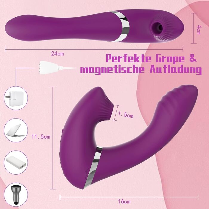 Вібратор G-Punkt 3 в 1: тихий, потужний, з 7 режимів та функцією імпульсу. Іграшка для дорослих з силікону для жінок та пар.