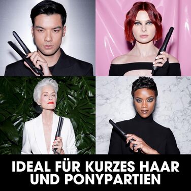 Міні-випрямляч для волосся ghd mini: вузький стайлер для короткого волосся та чубчика, чорний
