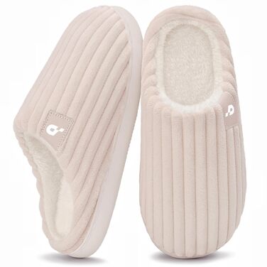 Зимові теплі капці Coswind для жінок та чоловіків з ефектом пам'яті (Memory Foam), вельветові пантофлі, бежеві, розмір 36/37 EU