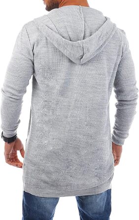 Чоловічий трикотажний кардиган Carisma з капюшоном, подовжена модель oversize, сірий (арт. 7717 L)
