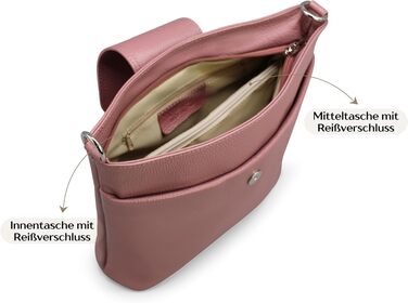 Жіноча сумка через плече Brise Art ELLIE з натуральної шкіри, ручної роботи, Crossbody Bag з 6 відділеннями, Made in Italy (Колір: Старорожевий)