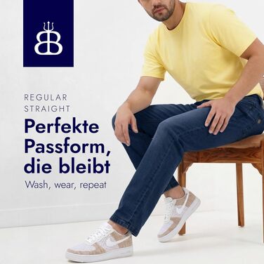 Чоловічі джинси BARBONS Regular-Fit Stretch — класичні прямі штани преміум-якості для бізнесу та відпочинку, сині (34W / 30L)