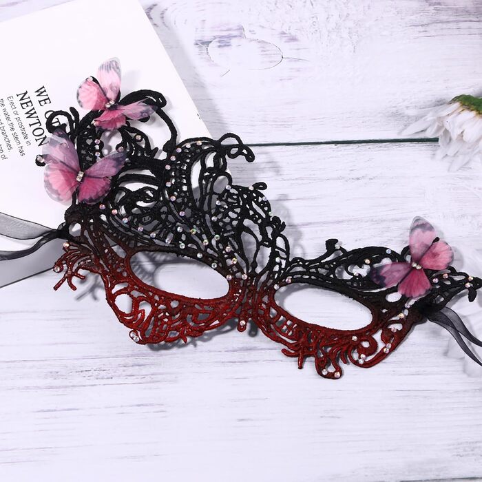 Набір з 3 шт. Венеціанська маска з мереживом та метеликами, оздоблена стразами. Ідеально для карнавалу, Хелловіну, вечірки, маскараду. Стиль 1920-х, вінтаж, для жінок.