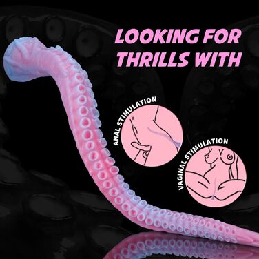 Силіконовий дилдо-октопус Alla Platinum 65см з підсвічуванням (рожевий) з присосками для жінок та чоловіків, іграшка для анального сексу, Cthulhu