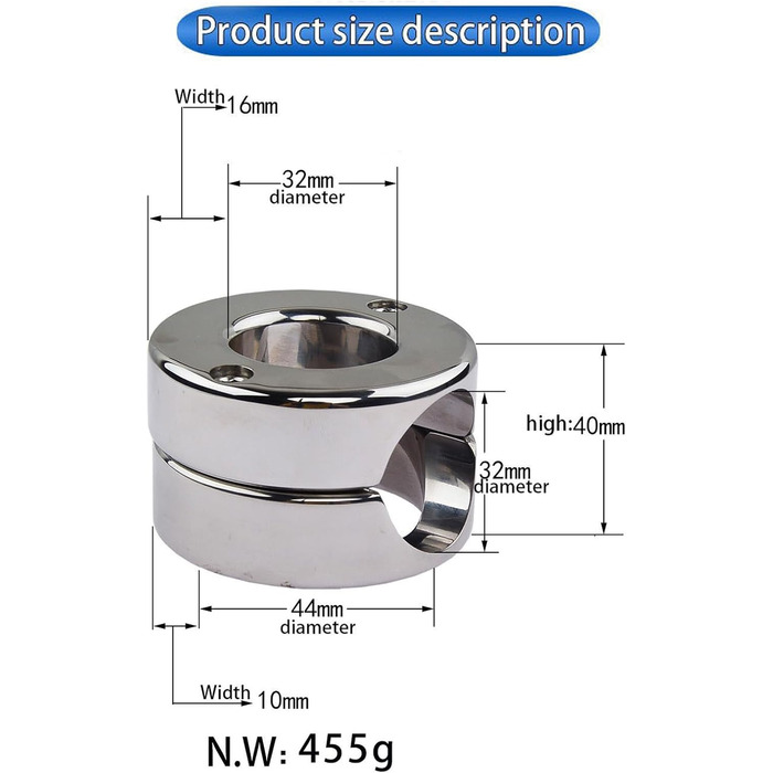 Кільце для яєчок та статевого члена з нержавіючої сталі для чоловіків, пристрій для обмеження яєчок, розтягуване кільце, металевий аксесуар для сексуального задоволення та тренувань (S)