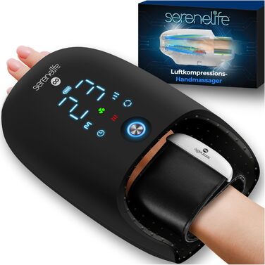 Електрична масажна маска для очей SereneLife з підігрівом, Bluetooth, вібрацією та охолодженням для зняття втоми та покращення сну