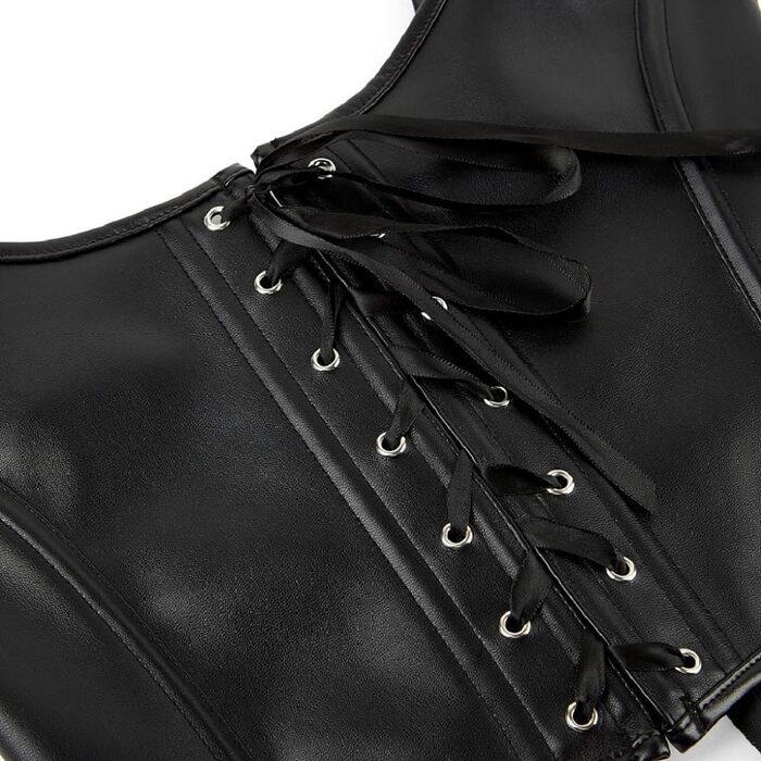 Чорний корсетний топ Schwarz для жінок: сексуальний баскський бюстгальтер з корсетом з екошкіри, шнурівка, топ-кроп, для вечірок та клубів