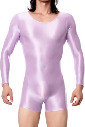 Комбінезон AIEOE для чоловіків, блискучий, прозорий, спортивний, танцювальний, обтислий, сексуальний, боді, XL (фіолетовий)