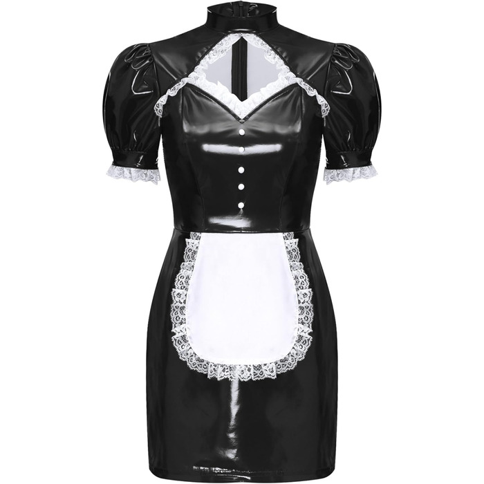 Сукня для прислуги з ПВХ Jhaoyu, чорна, бодікон, з рюшами, для косплею, карнавалу, розмір XXL