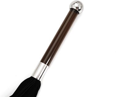 Еротичний плетіль з шкіри - багатофункціональний плетіль з велюрової шкіри з ручкою-скляним дildo (чорний)