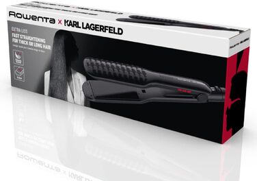 Випрямляч для волосся Rowenta x Karl Lagerfeld SF411L Extra Liss: керамічне покриття з кератином, 6 температурних режимів, швидкий нагрів, чорний