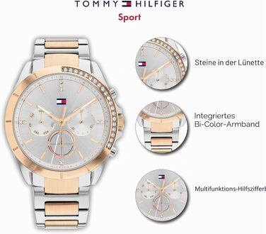 Жіночий кварцовий годинник Tommy Hilfiger з багатофункціональним циферблатом та сталевим браслетом, колір золото