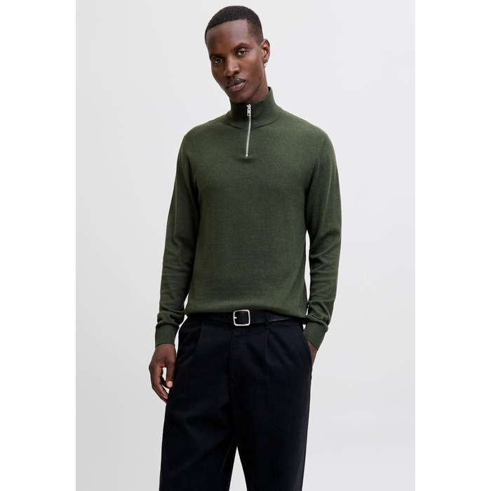 Чоловічий в'язаний кардиган Jack & Jones з чверть-замком, однотонний, розмір XL