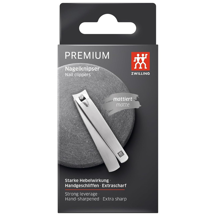 Кусачки для нігтів Zwilling Premium, гіпоалергенні, з вигнутим лезом та підсиленим важелем, сріблясті, 85 мм